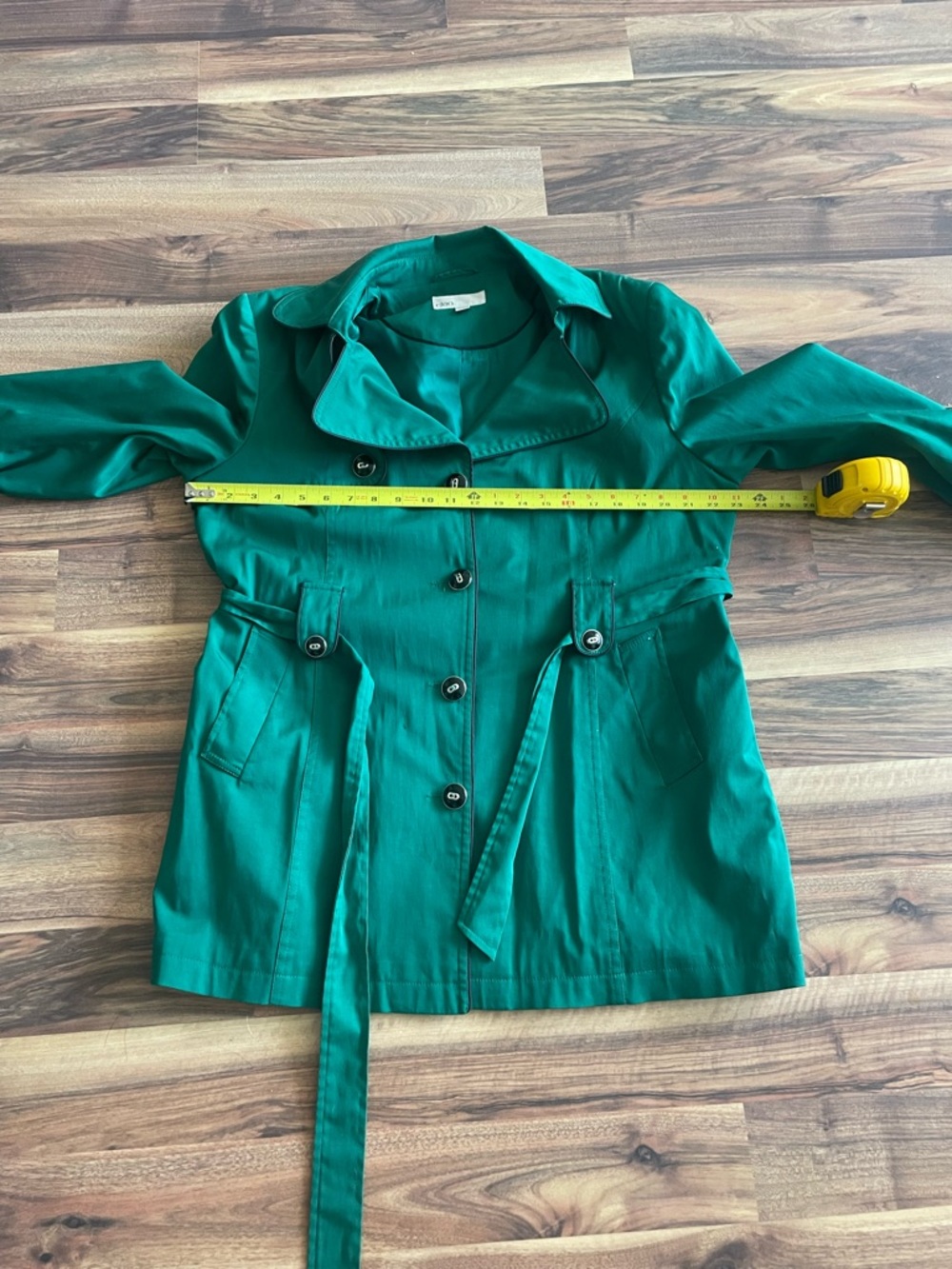 Cleo Emerald Green Belted Trench Coat - Picture 5 of 10
